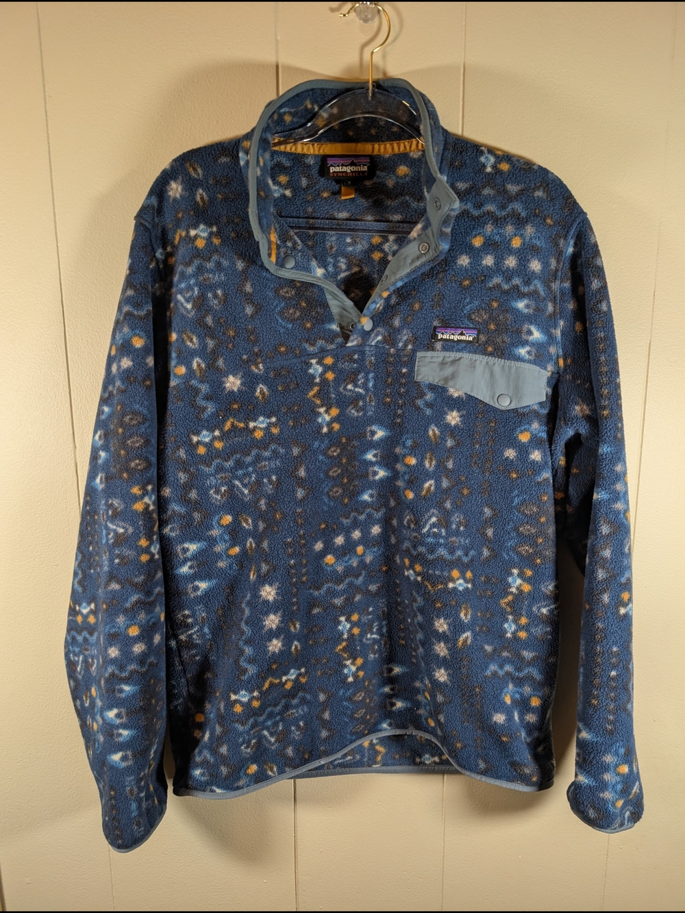 Patagonia Synchilla Snap-T Fleece Pullover Womens Medium Blue Southwestern Aztec - Picture 4 of 9